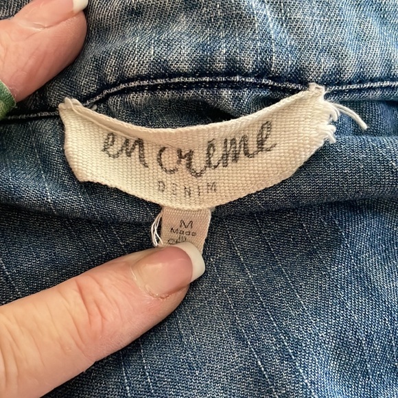 EN CRÈME partial snap front distressed top tunic dress distressed denim EUC - Picture 6 of 8